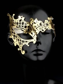 European & American Popular Metallic Baroque Half Face Masquerade Mask For Makeup Parties, Banquets, Birthdays, Headdress - 24-1118 F - View 2