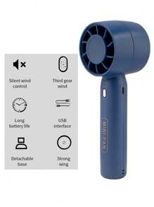 1pc Portable USB Rechargeable Mini Fan, 3-Speed Adjustable Quiet Handheld Fan For Eyelash Extension Drying, Air Conditioner Cooling (Blue) - Blue - View 13