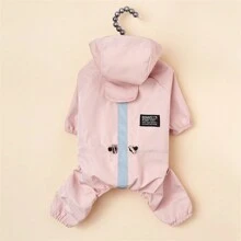 1pc Waterproof Reflective Dog Raincoat With Hood, Leash Clip, For Outdoor Use - Pink - View 11