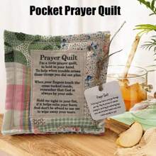 1pc Prayer Blanket With Cross - Pocket-Sized Mini Prayer Blanket - Handmade Colorful Throw Blanket - Christian Spiritual Encouragement Gift, Birthday Gift, Graduation Gift - Multicolor - View 3