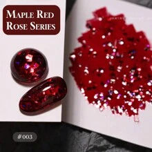 15ml Esmalte de Unhas Série Sequin Rosa Vermelha da Nail Za, Esmalte de Unhas Vermelho Sequin Brilhante Explodir, Cola de Gliter Branca para Unhas, Comum Usado em Salão de Beleza