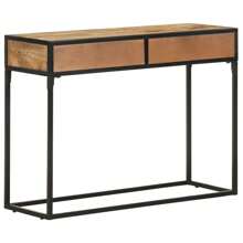 Solid Wood Console Table 100cm X 35cm X 75cm Rustic Entryway Furniture - Brown - View 4