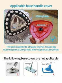 1pc Thick Fiber Cloth Replacement Cover For Triangle Spin Mop1 - White - View 5