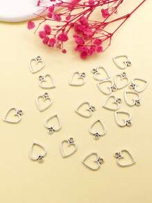 20pcs/Pack Metal Heart Shaped Pendants For DIY Jewelry Making, Necklace, Earrings - Antique Silver - View 2
