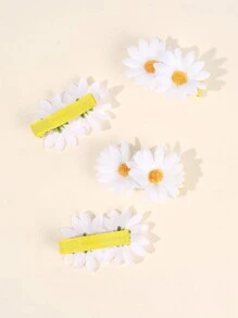 4 piezas de pinzas para el cabello con margaritas para niñas, pinzas de cocodrilo de tela, pasadores, accesorios lindos para el cabello de niños, regalos para niños pequeños