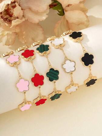 1 st 925 sterlingsilver utsökt elegant armband med fem kronbladsblommor för kvinnor fina smycken festpresent födelsedagspresent vardagskläder