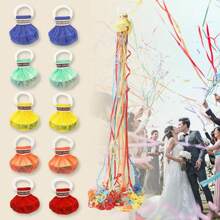 10pcs Mixed Color Hand-Throw Paper Poppers With Colored Confetti, Easy To Clean, Ideal For Engagement, Wedding, Birthday, Party, Graduation, Valentine's Day Celebrations - Multicolor - View 1