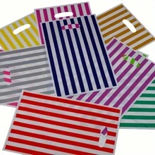 20 peças de sacolas listradas peroladas, sacola plástica portátil reutilizável, pode ser usada para joias, roupas, compras, etc. É uma boa escolha para embalar itens como festas, aniversários, casamentos, etc.