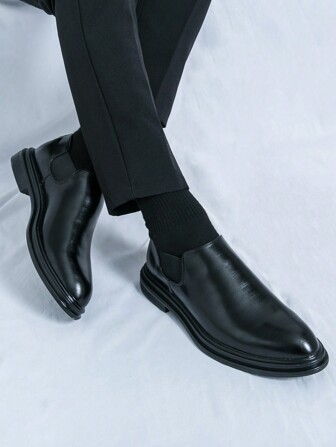 男士正装乐福鞋，简约复古一脚蹬款式，时尚百搭休闲黑色鞋，适合婚礼