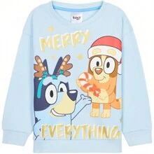 Bluey Christmas Sweatshirt Crewneck Sweater Long Sleeves Cosy Xmas Jumper - Blue - View 1
