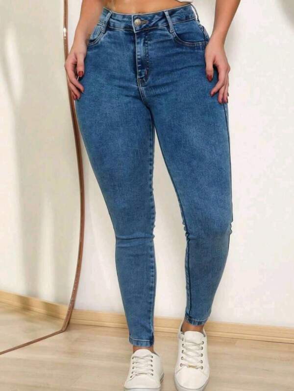 Calça Jeans Feminina Skinny Cintura Alta