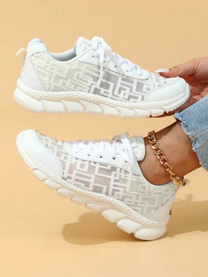 Damen weiße, bequeme, rutschfeste und atmungsaktive Schnürsneaker für die Freizeit Nutzung, geeignet für Schule, tägliches Laufen, Zusammenkünfte, Gym, ein tolles Geschenk