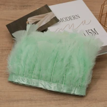 1 yarda de Ribete de tela con plumas de pavo totalmente emplumadas de estilo clásico, accesorio DIY hecho a mano y colorido para decoración de Halloween, fiesta festiva, boda, disfraz de baile, bolso, tocado, decoración de manga