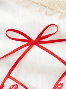 Women's Sexy Lips Mesh Lingerie Set For Going Out - Red - View 6