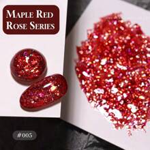 15ml Esmalte de Unhas Série Sequin Rosa Vermelha da Nail Za, Esmalte de Unhas Vermelho Sequin Brilhante Explodir, Cola de Gliter Branca para Unhas, Comum Usado em Salão de Beleza