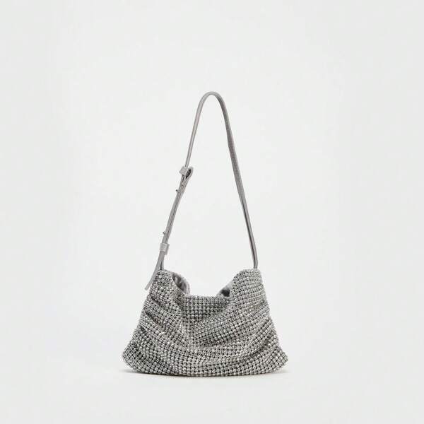 Borse e borsette di lusso da designer, borsetta da sera con strass luccicanti, borse a tracolla minimaliste con catena