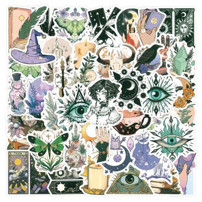 Paranormal Sticker Pack, 50 Unique Paranormal Stickers Vinyl Aesthetics Stickers For Diaries, Laptops, Luggage, Bumpers, Cell Phones, Scrapbooks, Scooters, Helmets, Car Cartoon Stickers And Decals, Stickers Can Add A Lot Of Fun To Your Life