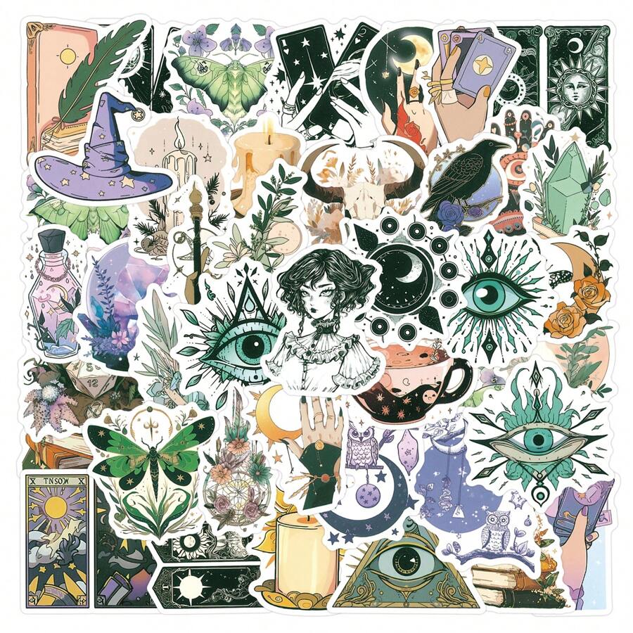 Paranormal Sticker Pack, 50 Unique Paranormal Stickers Vinyl Aesthetics Stickers For Diaries, Laptops, Luggage, Bumpers, Cell Phones, Scrapbooks, Scooters, Helmets, Car Cartoon Stickers And Decals, Stickers Can Add A Lot Of Fun To Your Life