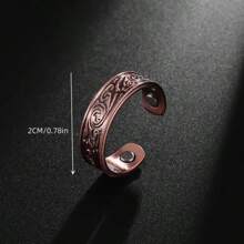 复古风铜开口戒指 - 男女时尚配饰，完美礼物 - 玫瑰金 - 查看 3