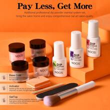 NOCIS Dip Powder Nail Kit - Acrylic Nails Starter Set With 4 Color Powders (Gray, Pink, Black Glitter), Base Coat, Top Coat, Activator, Brush, Buffer & Nail File - Non-Scented DIY Manicure Toolsacrylic Press On Nails - Multicolor - View 4