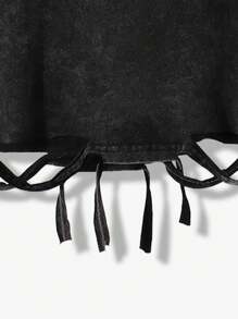 Lonblece Men's Vintage Distressed Sleeveless T-Shirt With Acid-Washed Detail, Suitable For Casual Daily Wear, Spring/Summer, Emo, 2000s Style - Black - View 4