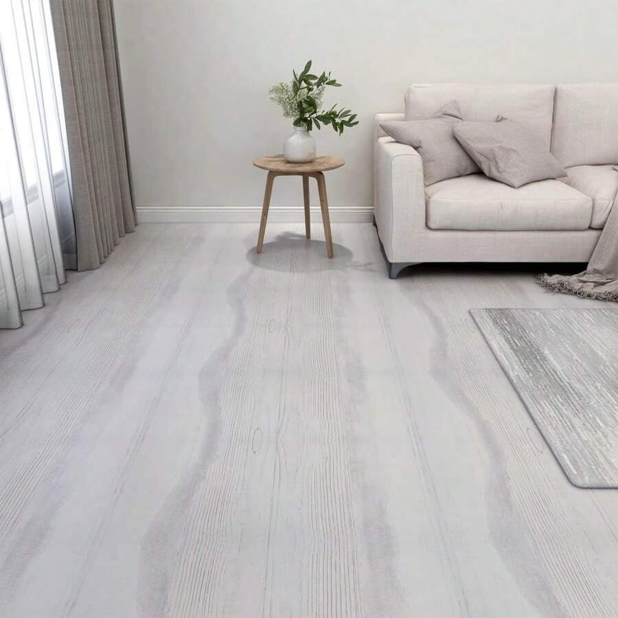 Light Grey Self Adhesive Vinyl Flooring Planks 20 Pack 1.86 Meters Durable Easy Install - Grey - View 1