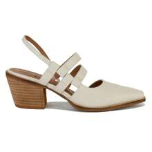 Women's Stacked Block Heels Pointed Toe Slip On Strappy Shoes - 奶油白 - 查看 1