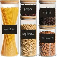 100pcs Rectangular Black Chalkboard Labels, Universal Reusable Adhesive Paper Stickers For Jars, Food Pantry Organization, Rewritable Kitchen Labels - Multicolor - View 2