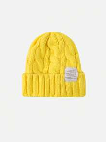 1 件装无檐便帽 - 粗针织、防寒、保暖、百搭纯色针织帽,女士,宽松,秋冬,绿色,时尚 - 彩色 - 查看 22