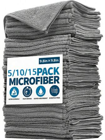 10/20/30 Pieces/Pack Light Gray Microfiber Cleaning Cloths, Various Quantities To Choose From, Kitchen, Bathroom, Home, Household Products Supplier
