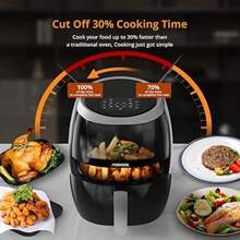 Family Digital Air Fryer 8L Rapid Air Circulation Air Fryer With Touch Screen 8 Cooking Functions Timer And Temperature Control Oil Non-Stick Dishwasher Friendly 1800W - 8公升 - 查看 3