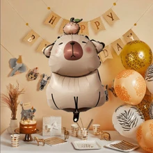 1set 40 Inch Chocolate Number Capybara Birthday Cake Foil Balloon, Round Capybara Chocolate Stars Birthday Cake Balloon For Birthday Decorations Capybara Party Favors Capybara Theme Party Supplies Decor