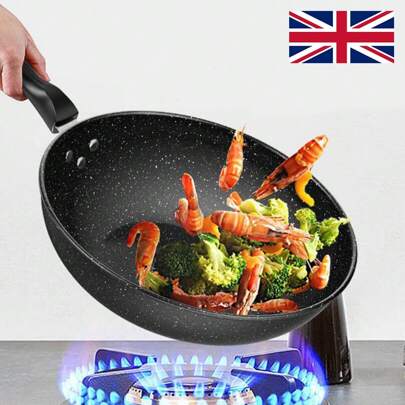 30CM Non-Stick Frying Pan Skillet Saute Pan Tempered Glass Lid Granite Coating