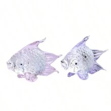 1 pieza Figurita de pez de cristal dorado - Austicioso y Bendecido, Adecuado para decoración del hogar, escritorio de oficina, regalo de Año Nuevo, regalo del Día de San Valentín, regalo festivo