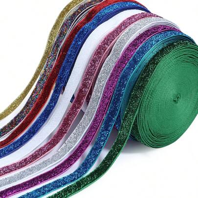 1 pezzo 10 metri 10 mm Nastro in velluto scintillante per confezioni regalo, decorazioni natalizie, velluto colorato a cipolla con brillantini