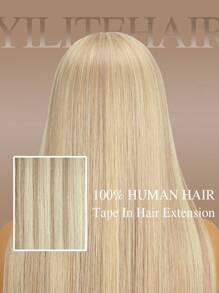 Yilite 20 pezzi/confezione Estensioni di capelli umani Remy neri da 12-24 pollici, nastro biadesivo, trama invisibile senza cuciture, capelli lisci, colore P18/613 - S18/613 - Visualizzare 2