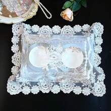 1 件欧式长方形新款刺绣玫瑰蕾丝通用电饭煲罩、防尘罩、多用途茶盘、电脑键盘、多功能布桌垫