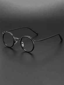 1 副男士复古圆形金属框架时尚透明镜片眼镜，适合日常佩戴、电脑、游戏、日常使用 - 彩色 - 查看 13