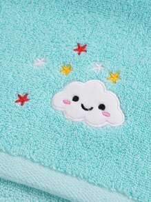 1/4pcs Small Cotton Face Towels, Rectangular, Cute Cartoon Cloud Embroidery Pattern, Absorbent Soft Quick-Dry, Suitable For Bathroom, Kitchen, Gifts, Travel, School, All Seasons