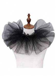 1pc Exaggerated Puff Ruffled Detachable Mesh Fake Collar For Women