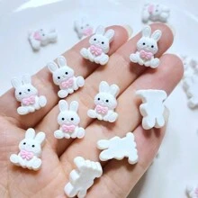 20pcs Cute Mini Rabbit Flat Back Cabochon Scrapbook Kawaii DIY Embellishments Accessories Easter Party Decoration