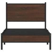 Sturdy Brown Oak Bed Frame 80x200 Cm Modern Design No Mattress Included - Brown - View 4