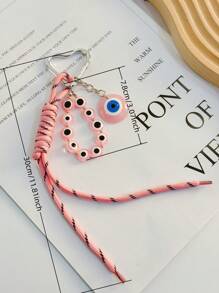 1pc Fashion Simple Devil's Eye Keychain, Creative Shoelace Rope Interlock Purse Pendant Accessory Car Accessories Bag Charm Backpack For School Cute Goth Y2k Christmas Gift Ideas Bag Accessories Lanyards With Id Holder Car Accessories Bag Charms Car Accessories Teacher Friend Sister - Multicolor - View 2