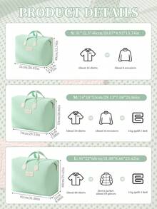 1PC Large Capacity Clothes Storage Bag With Reinforced Handle Thick Fabric, Suitable For Quilts, Blankets, Bedding, Foldable, With Sturdy Zipper, Suitable For Bedroom, Home, Closet, Wardrobe, Travel Accessories, Spacious Portable Heavy Duty Storage Bag, -Ideal For Home, Travel And Wardrobe Organization - Green - View 8