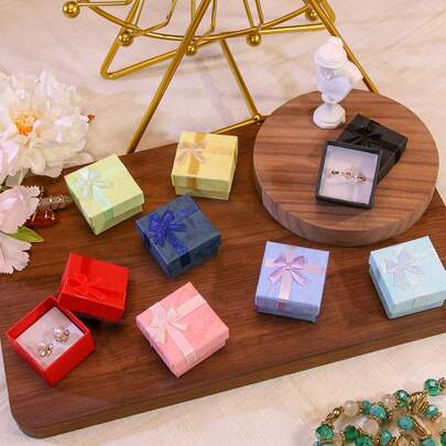 Set de 12/6/10/12/24/48 piezas de cajas de regalo de joyería con compartimientos de 4x4 cm/1,57x1,57 pulgadas, elegantes para el Día de San Valentín, para collares, pequeños regalos de bolsillo, aretes y anillos, cumpleaños, aniversarios, Día de la Madre, suministros para pequeños negocios, embalaje de joyería, perfectas para regalar y almacenar