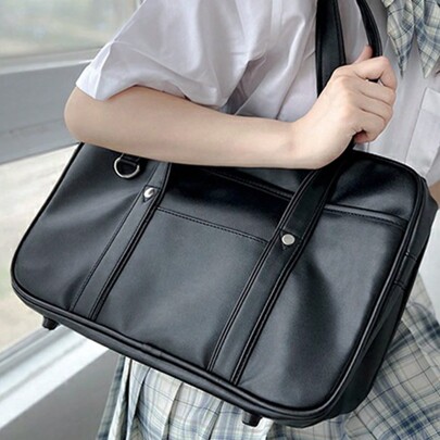 New Japanese Style Shoulder Handbag, Commuter Briefcase Laptop Bag, Travel Casual Fashionable Minimalist Uniform Design Women Tote Bag, Eye-Catching Work Bags For Women