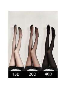 KIT1-3/Thread 40 Classic Thin Social Pantyhose Transparent Effect European Model Elegant For Work Sport Thin Polyamide - Black - View 4
