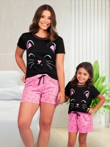 Pijama Feminino infantil juvenil Baby Doll Verão Short Doll Conjunto de Dormir Curto Verão Blogueira