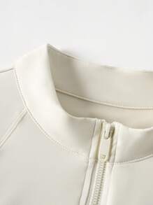 361degree 1pc Women's Autumn Long Sleeve Sports Jacket, 361 Brand - Stand Collar, Fade Resistant, Breathable, Stretchy Fabric, Suitable For Running, Yoga, Workout, Daily Wear