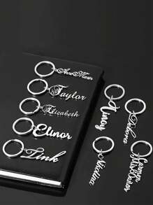 Custom Name Keychain, Stainless Steel Engraved Keychain, Unique Nameplate Jewelry, Ideal Gift For Boy And Girl - Solid Color - View 4